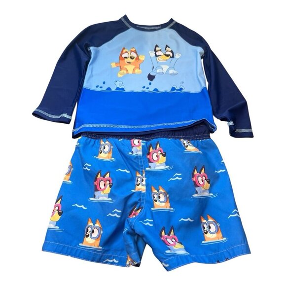 Carter’s 2-piece Bluey Rashguard & Swim Trunk Set Size 3T Long Sleeves UPF 50+ - Picture 2 of 10